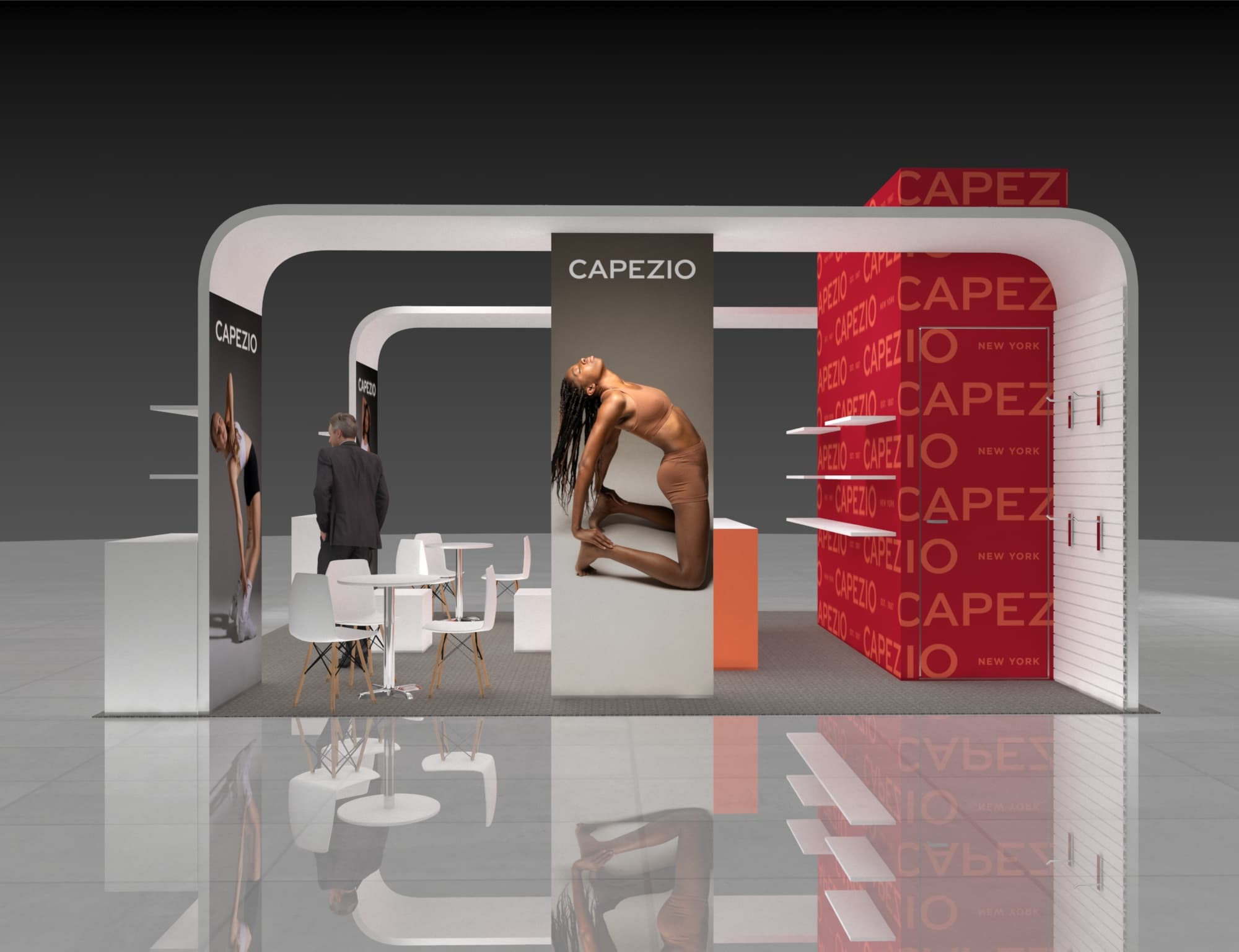 20x20 Booth Rental – Fashion Display Exhibit with Retail Elegance