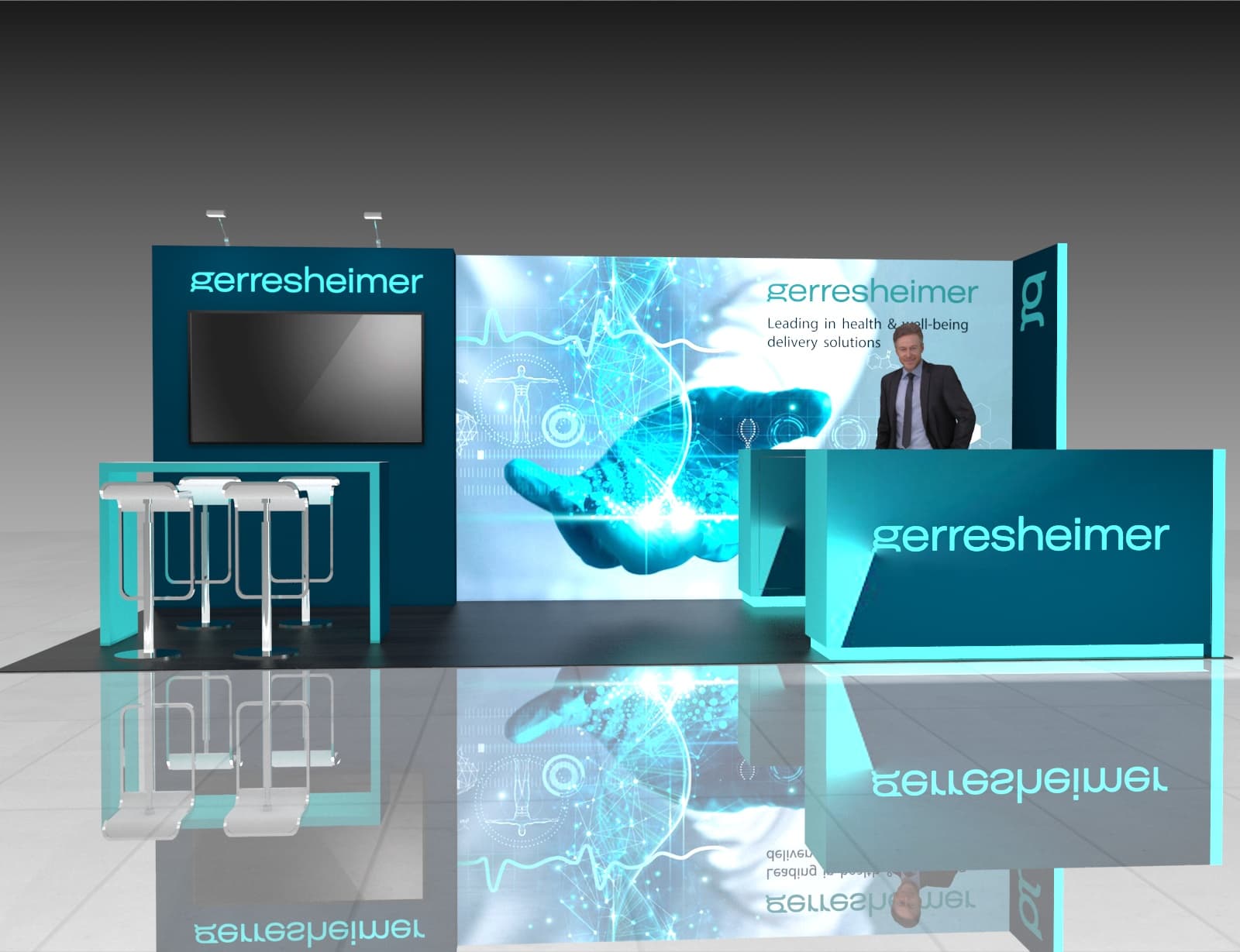 10x20 MedTech Booth Rental – Sleek Healthcare Exhibit Expo