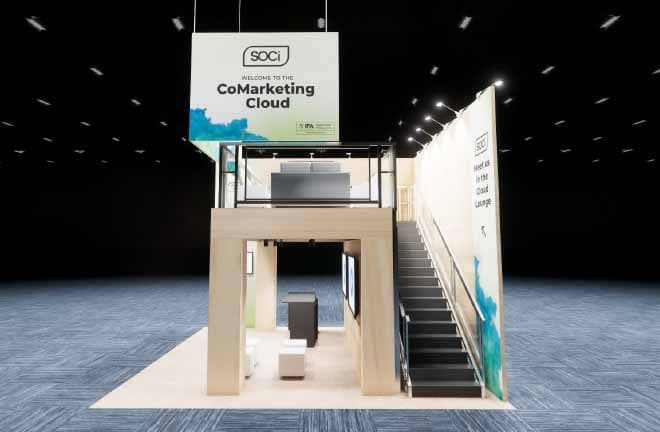 20x20 Double Deck Booth Rental – Retail Product Demo Layout